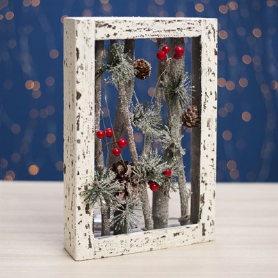 Фигура деревянная "Панно Ветки и Шишки", 30х20х5 см, 2*AAА (не в компл.) 10 LED - фото 2031777