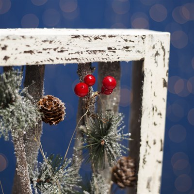 Фигура деревянная "Панно Ветки и Шишки", 30х20х5 см, 2*AAА (не в компл.) 10 LED - фото 2031778