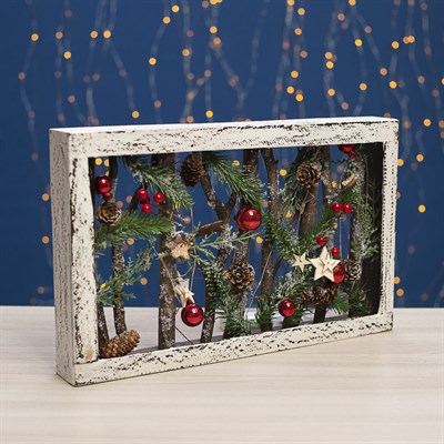 Фигура деревянная "Панно Ветки и Шишки", 40х25х5 см, 2*AAА (не в компл.) 10 LED - фото 2031781