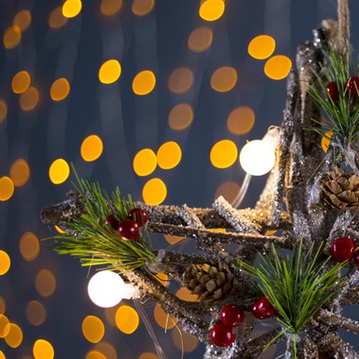 Фигура деревянная "Звезда из веток", 30х30х5 см, 3*AА (не в компл.) 8 LED, коричневая - фото 2031786