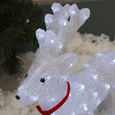 Фигура акрил. "Сани с оленем" Олень: 45х48х14 см, Сани: 42х22х20 см, 100 LED, 220V БЕЛЫЙ - фото 2031794