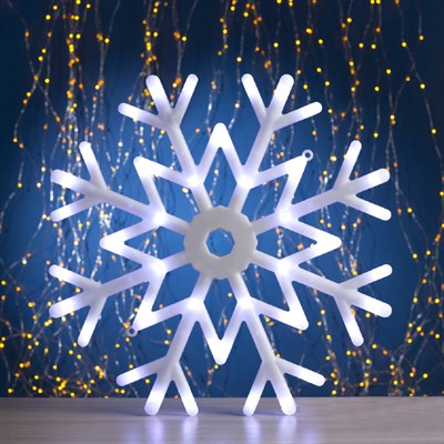 Фигура "Снежинка" d=40 см, пластик, 30 LED, 220V, контрол. 8р. БЕЛЫЙ - фото 2031808