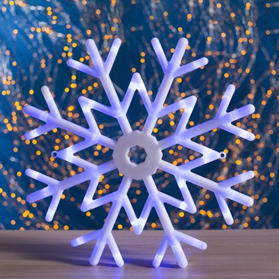 Фигура "Снежинка" d=40 см, пластик, 30 LED, 220V, контрол. 8р. СИНИЙ - фото 2031815