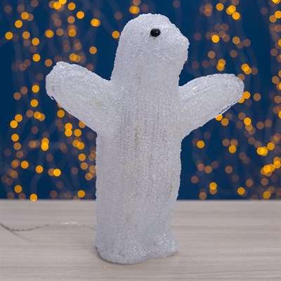 Фигура акрил. "Пингвин белый" 29х16 см (батарейки АА 3шт) - фото 2031832