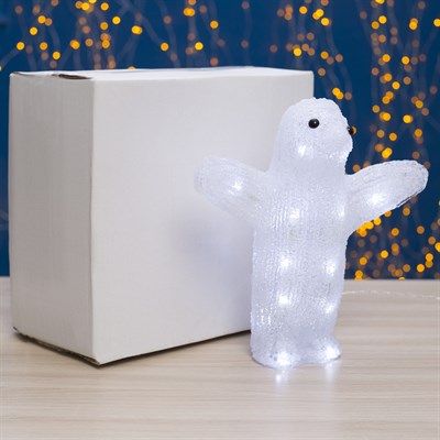 Фигура акрил. "Пингвин белый" 29х16 см (батарейки АА 3шт) - фото 2031833