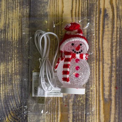 Фигура акрил. "Снеговичок" 15х10 см, USB - фото 2031846