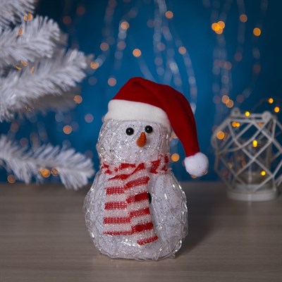 Игрушка акрил. "Снеговик" (батарейки в комплекте) 11 х 13 см, 1 LED, RGB, БЕЛЫЙ - фото 2031885