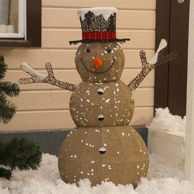 Фигура метал."Снеговик большой"Лён,200 LED,115x45x160 см,220V,Т/БЕЛЫЙ - фото 2031909