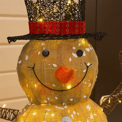 Фигура метал."Снеговик большой"Лён,200 LED,115x45x160 см,220V,Т/БЕЛЫЙ - фото 2031910