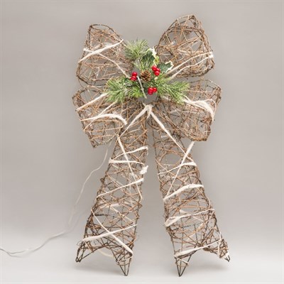 Фигура пласт. "Бант с шишками" 7х35х60 см,(3хАА не в компл.), 50 LED,ТЕПЛ. БЕЛЫЙ - фото 2031932