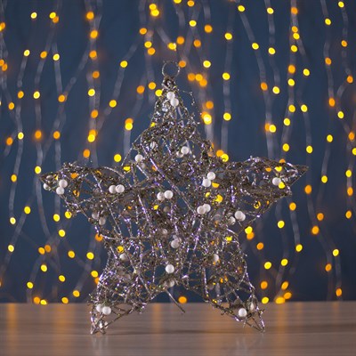 Фигура пласт. "Звезда с шариками" 10х36х36 см,(3хАА не в компл.), 20 LED,ТЕПЛ. БЕЛЫЙ - фото 2031936