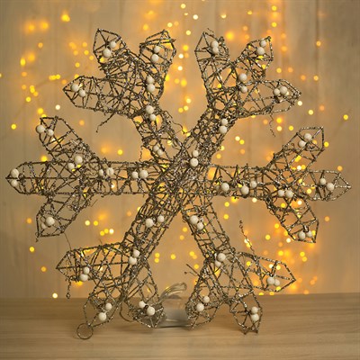 Фигура пласт. "Снежинка с шариками" 4х50х50 см,(3хАА не в компл.), 20 LED,ТЕПЛ. БЕЛЫЙ - фото 2031940