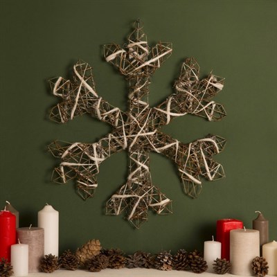 Фигура дерев. "Снежинка из веток" 4х50х50 см,(3хАА не в компл.), 20 LED,ТЕПЛ. БЕЛЫЙ - фото 2031958