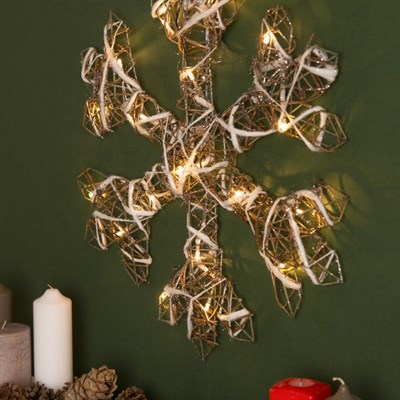 Фигура дерев. "Снежинка из веток" 4х50х50 см,(3хАА не в компл.), 20 LED,ТЕПЛ. БЕЛЫЙ - фото 2031960