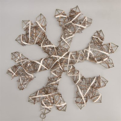 Фигура дерев. "Снежинка из веток" 4х50х50 см,(3хАА не в компл.), 20 LED,ТЕПЛ. БЕЛЫЙ - фото 2031962