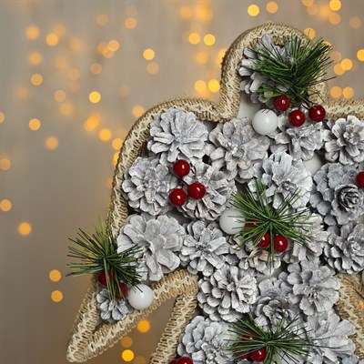 Фигура дерев "Ангел шишки" 30х5х38 см (3xAA не в компл.) 8 LED, ТЕПЛО-БЕЛЫЙ - фото 2031992