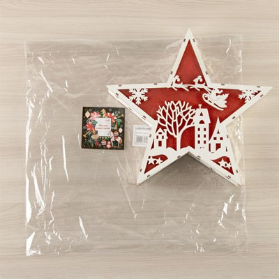 Фигура деревянная "Звезда Двор и Олени", 22х22х4 см, 2*AАA (не в компл.) 6 LED, красный фон - фото 2032074