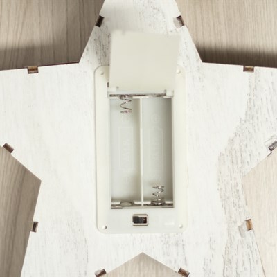 Фигура деревянная "Звезда Олени", 19х19х4 см, 2*AA (не в компл.) 5 LED, белая - фото 2032081