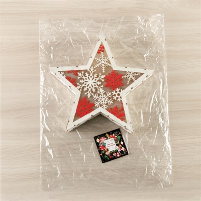 Фигура деревянная "Звезда Снежинки", 29х29х6.5 см, 2*AA (не в компл.) 6 LED, белая - фото 2032086