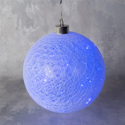 Фигура "Шар плетеный" 15 см, 50 LED-12V, нить белая, адаптер в комплекте, СИНИЙ - фото 2032118