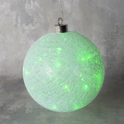 Фигура "Шар плетеный" 15 см, 50 LED-12V, нить белая, адаптер в комплекте, ЗЕЛЕНЫЙ - фото 2032126