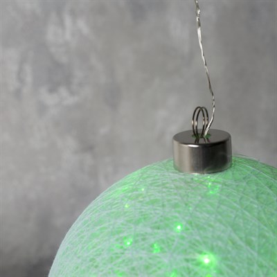 Фигура "Шар плетеный" 15 см, 50 LED-12V, нить белая, адаптер в комплекте, ЗЕЛЕНЫЙ - фото 2032128