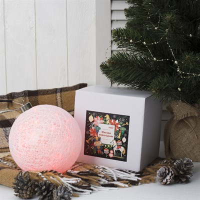 Фигура "Шар плетеный" 15 см, 50 LED, 12V, нить белая, адаптер в комплекте, КРАСНЫЙ - фото 2032137