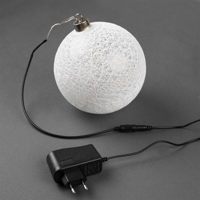 Фигура "Шар плетеный" 15 см, 50 LED, 12V, нить белая, адаптер в комплекте, КРАСНЫЙ - фото 2032138