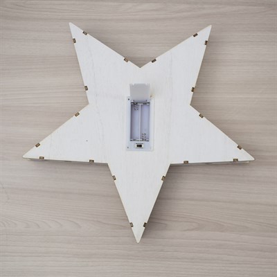 Фигура деревянная "Звезда Сказка", 33х33х5 см, 2*AАA (не в компл.) 6 LED, красный фон - фото 2032151
