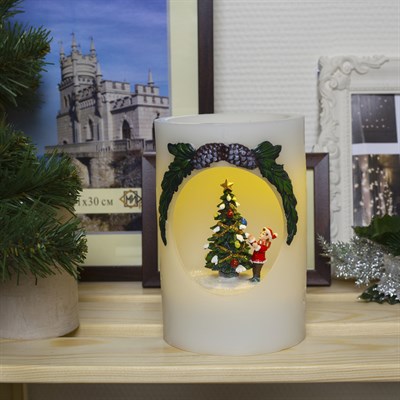Фигура световая новогодняя свеча "Ёлка и мальчик", 16х11х11 см, от бат 3*АА(не в компл.) - фото 2032153