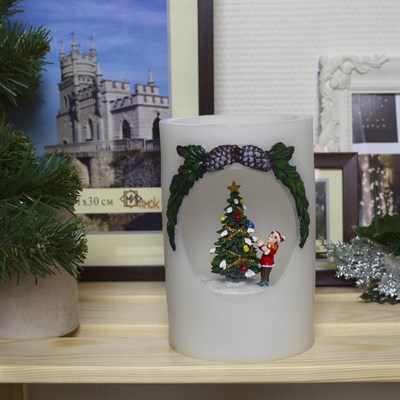 Фигура световая новогодняя свеча "Ёлка и мальчик", 16х11х11 см, от бат 3*АА(не в компл.) - фото 2032154