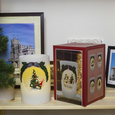 Фигура световая новогодняя свеча "Ёлка и мальчик", 16х11х11 см, от бат 3*АА(не в компл.) - фото 2032155