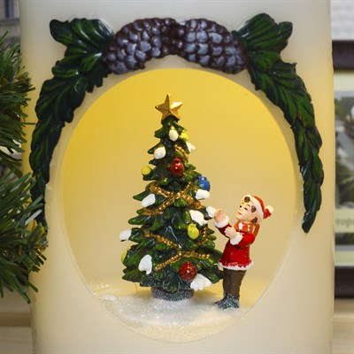 Фигура световая новогодняя свеча "Ёлка и мальчик", 16х11х11 см, от бат 3*АА(не в компл.) - фото 2032156