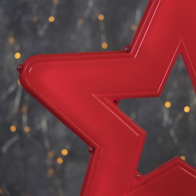 Фигура уличная "Звезда красная", 30х30х4 см, пластик, 220В, 3 метра провод, фиксинг, КРАСНЫЙ   36124 - фото 2032189