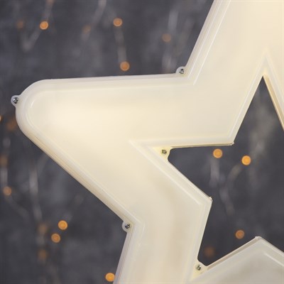 Фигура уличная "Звезда белая", 30х30х4 см, пластик, 220 В, 3 метра провод, фиксинг, Т-БЕЛЫЙ   361242 - фото 2032193