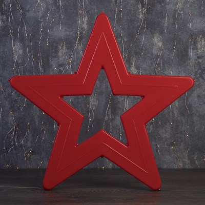 Фигура уличная "Звезда красная", 56х56х4 см, пластик, 220В, 3 метра провод, фиксинг, КРАСНЫЙ   36124 - фото 2032212