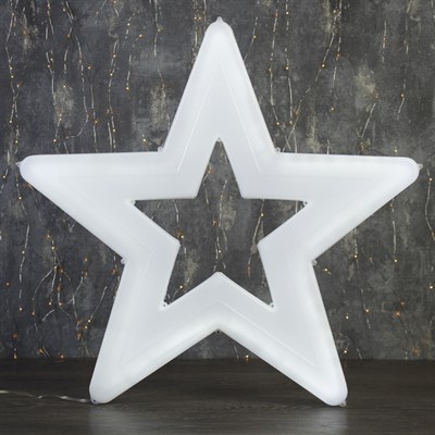 Фигура уличная "Звезда белая", 56х56х4 см, пластик, 220 В, 3 метра провод, фиксинг, БЕЛЫЙ - фото 2032216