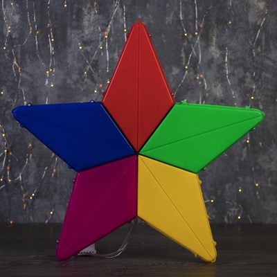 Фигура уличная "Звезда цветная", 44х44х4 см, пластик, 220В, 3 м провод, контр. 8р. МУЛЬТИ - фото 2032234