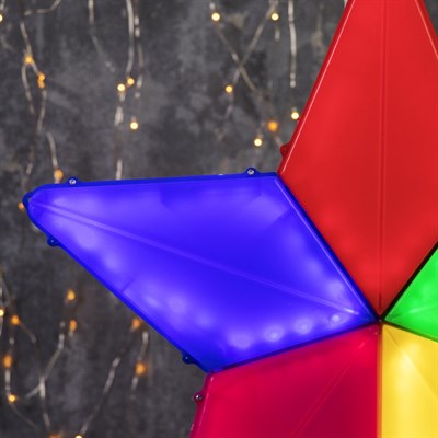 Фигура уличная "Звезда цветная", 44х44х4 см, пластик, 220В, 3 м провод, контр. 8р. МУЛЬТИ - фото 2032235