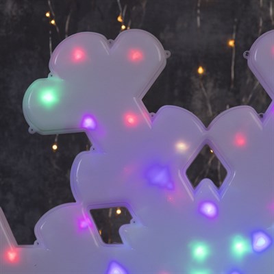 Фигура уличная "Снежинка белая", 53х53х3.5 см, пластик, 220В, 3 м провод, МУЛЬТИ (RG/RB) - фото 2032239