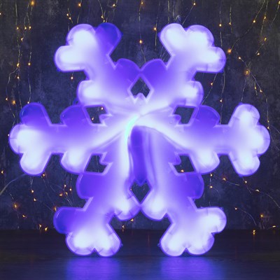 Фигура уличная "Снежинка синяя", 53х53х3.5 см, пластик, 220В, 3 м провод, фиксинг, СИНИЙ - фото 2032250