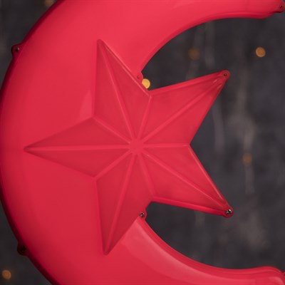 Фигура уличная "Месяц красный", 23х17х5 см, пластик, 220В, 3 метра провод, фиксинг, КРАСНЫЙ   361244 - фото 2032256