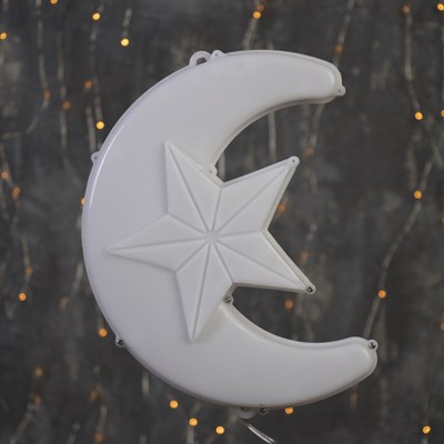 Фигура уличная "Месяц белый", 23х17х5 см, пластик, 220В, 3 метра провод, фиксинг, Т-БЕЛЫЙ - фото 2032263