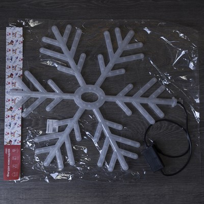 Фигура "Снежинка" d=60 см, пластик, 196 LED, бегущий эффект, 220V, БЕЛО СИНИЙ - фото 2032277