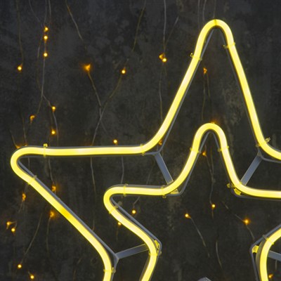 Фигура неоновая "Звезда двойная" 36х36 см, 240 LED, 220V, ТЕПЛЫЙ-БЕЛЫЙ - фото 2032299