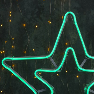 Фигура неоновая "Звезда двойная" 36х36 см, 240 LED, 220V, ЗЕЛЕНЫЙ - фото 2032302