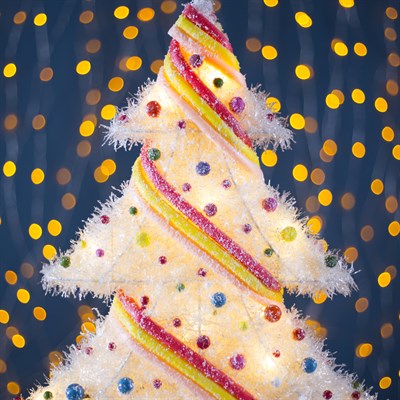 Фигура новогодняя "Ёлка с шариками", 15 LED, 48 х 39 см, от батареек (не в компл) - фото 2032320