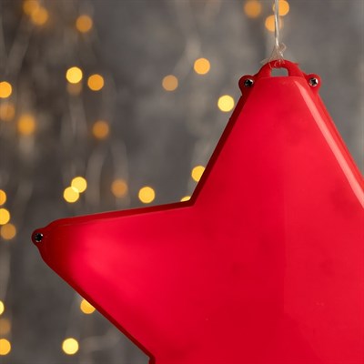 Фигура "Звезда красная ёлочная", 20Х20 см, пластик, 3 метра провод, КРАСНЫЙ - фото 2032354