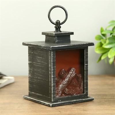 Ночник настольный "Камин" черный-хром 12х12х13,5 см. - фото 2032369