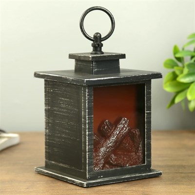 Ночник настольный "Камин" черный-хром 12х12х13,5 см. - фото 2032370